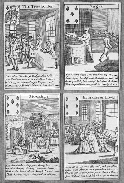 Carte da Gioco che raffigurano imprese commerciali attuali, c.1720 da English School